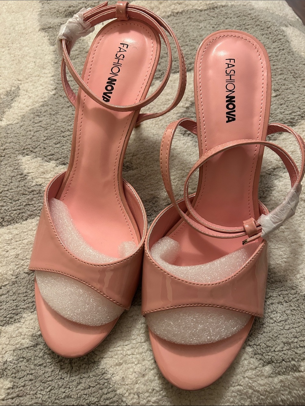 Fashion Nova Blush Pink Patent Strappy Brand New Heels, Size: 11